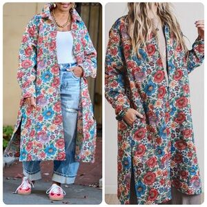 ✨NWT Davi & Dani Floral Jacquard Boho Button Down Shacket Jacket